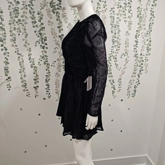 New LINI Gemma Velvet Polka Dot Long Sheer Sleeves Mini Cocktail Dress S - Picture 6 of 13